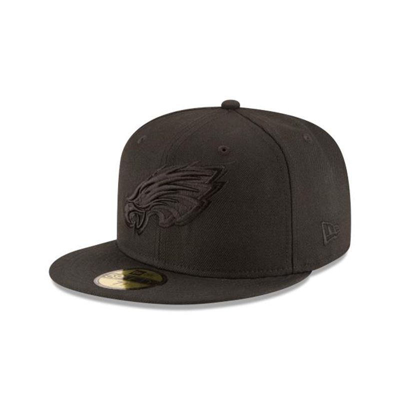 NFL Philadelphia Eagles Black On Black 59Fifty Fitted (YCF2949) - Black New Era Caps